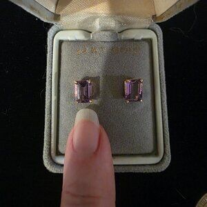 14K yellow gold amethyst earrings (A141)